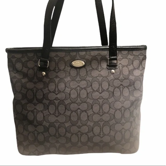 Coach signature black gray tote bag
